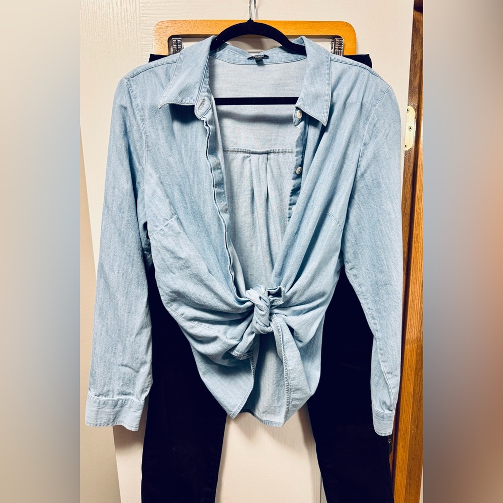 Express Portofino Sky Blue Denim Shirt XL